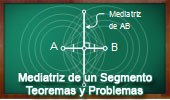 Mediatriz de un segmento de recta. Teoremas y Problemas. 