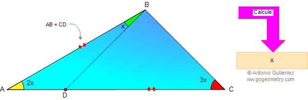 Problema 6: Triangulo, Ángulos, Ceviana, Trazos auxiliares. 
