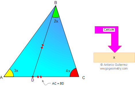 Problema 7: Triangulo, Ángulos, Ceviana, Trazos auxiliares. 