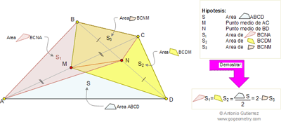 Problema de Geometría 87: Área de Cuadriláteros, Mediana del Triangulo, Punto Medio. 