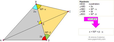 Problema de Geometría 104: Cuadrilátero, Diagonales, Angulo, 90 Grados