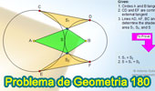 Problema de Geometría 180 (ESL): Circunferencias tangentes exteriores, Tangente común exterior, Área de triángulos y cuadrilátero.