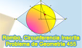 Problema de Geometría 455 (ESL): Rombo, Circunferencia Inscrita, Cuerda, Angulo de 45 grados.