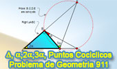 Problema de Geometría 911 (ESL): Triangulo Rectángulo, Angulo Doble y Triple, Cuadrilátero Inscriptible, Puntos Cocíclicos