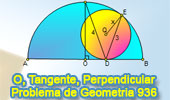 Problema de Geometría 936 (English ESL): Circunferencia, Semicircunferencia, Diámetro, Perpendicular, Radio, Relaciones Métricas