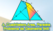 Problema de Geometría 946 (English ESL): Cuadrilatero, Area, Diagonal, Punto Medios, Paralelas