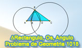 Problema de Geometría 1018 (English ESL): Triangulo Rectángulo, Circunferencia, Centro, Vértice, Angulo