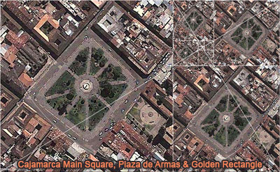 Cajamarca Main Square, Plaza de Armas, Peru, Golden Rectangle