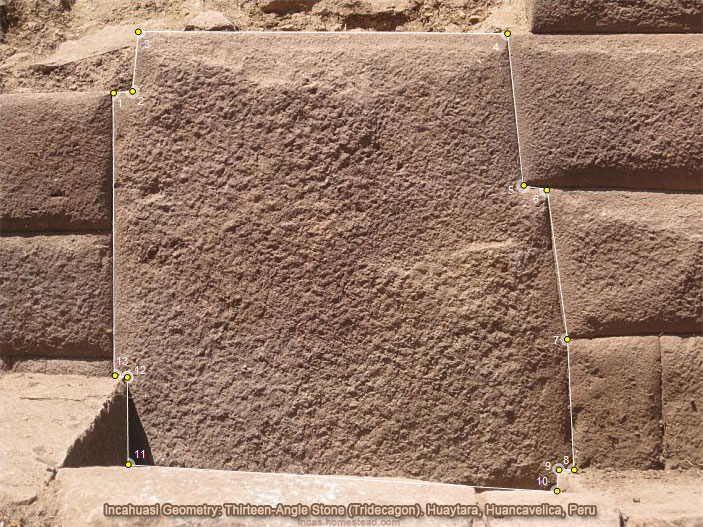 Thirteen-angle stone discovered at Incahuasi, Huancavelica, Inca Geometry, Tridecagon