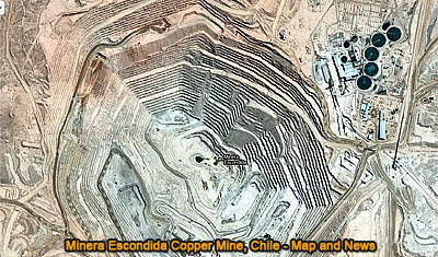 Escondida Copper Mine, Atacama, Chile, Map and News