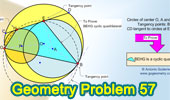 Problema de Geometría 57: Circunferencias, Tangentes, Cuerda, Puntos de tangencia, Cuadrilátero inscriptible. 