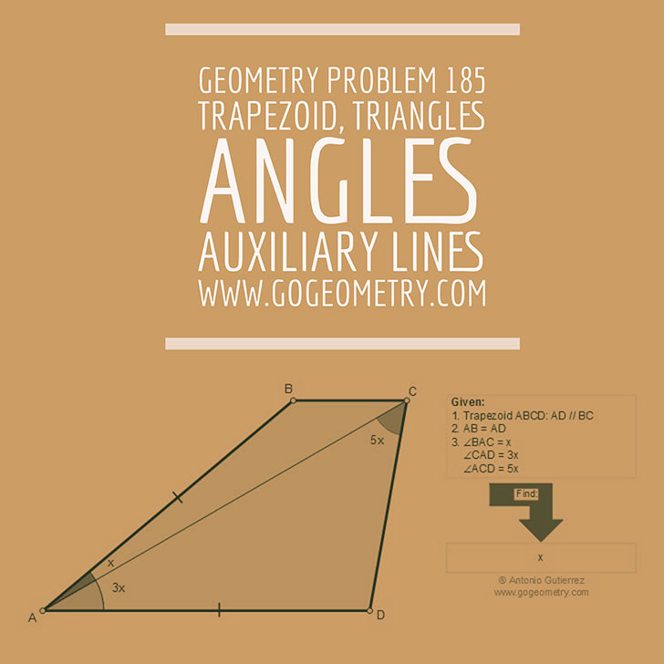 Typography and Sketch of Problem 185 Trapezoid, Triangle, Angles, Auxiliary Lines, iPad Apps