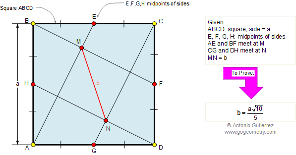 Square, midpoints, congruence, Pythagoras