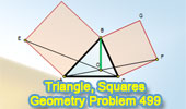 Problem 499. Triangle, Two Squares, Perpendicular.