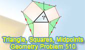 Problem 510: Triangle, Three Squares, Midpoints, Concurrency, Mind Map. 