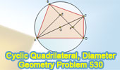 Problem 530: Cyclic Quadrilateral, Diagonal, Diameter, Perpendicular, Congruence, Math Education