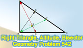Problem 542: Right Triangle, Altitude, Angle Bisector, Perpendicular, 90 Degrees.