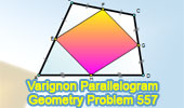  Geometry Problem 557: Quadrilateral, Midpoints, Sides, Varignon Parallelogram, Area.