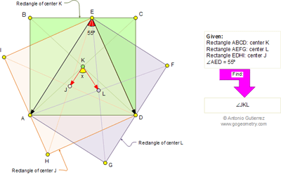  Online Geometry Problem 620: Three Rectangles, Diagonals, Centers, Angles