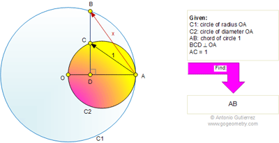 Problem 650: Tangent Circles, Diameter, Radius, Chord, Perpendicular.