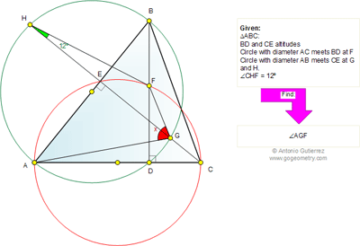  Online Geometry Problem 658: Triangle, Altitudes, Diameter, Circle, Angles.