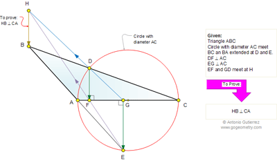  Online Geometry Problem 660: Triangle, Circle, Diameter, Perpendicular Lines.