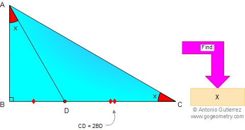 Problem: Right triangle, Cevian, Angles. 