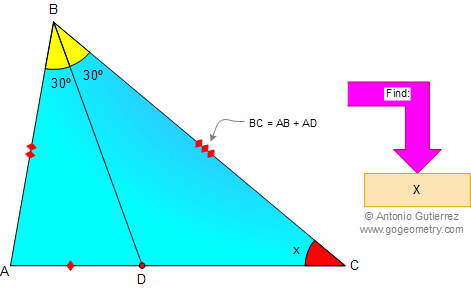 Problem 15: Triangle, Cevian, Angles, Congruence. 