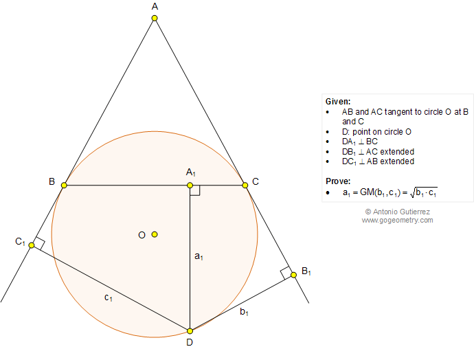 Problema de Geometria 1020: Circunferencia, Tangente, Cuerda, Perpendicular, Media Geomtrica