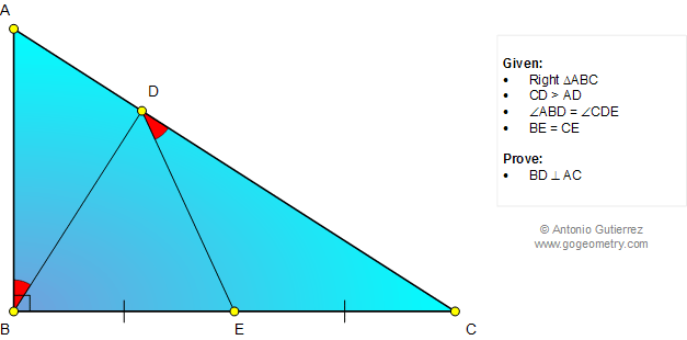 Problema de Geometria 1029: Triangulo Rectngulo, Punto Medio, Congruencia, Perpendicular