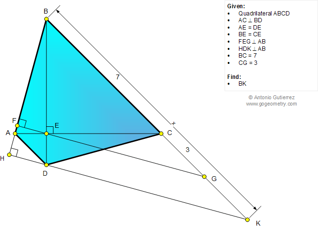 Problema de Geometria 1041: Cuadriltero , Diagonales, Perpendiculares, Relaciones Mtricas