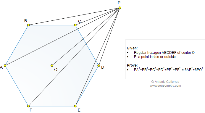 Problema de Geometria 1050: Hexgono Regular, Centro, Distancia, Relaciones Mtricas