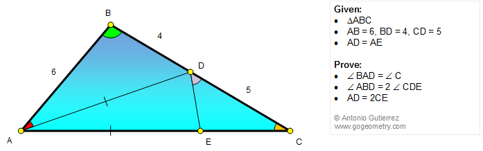 Infographic Geometry Problem 1173: Triangle, Cevian, Angle, Similarity