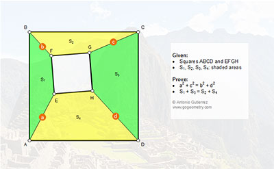 Puzzle geometry problem 1182, two squares and Machu Picchu