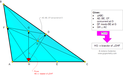 Problema de Geometría 945 (English ESL): Triangulo, Cevianas Concurrentes, Perpendicular, Bisectriz
