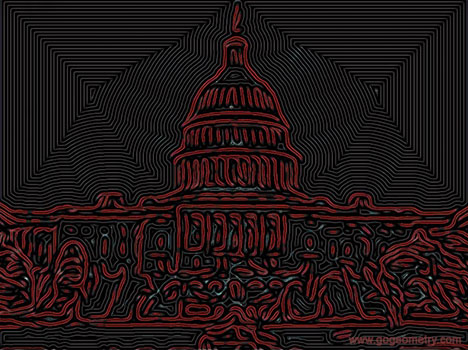 Isolines illustration: The United States Capitol, Washington D.C., Geometric Art