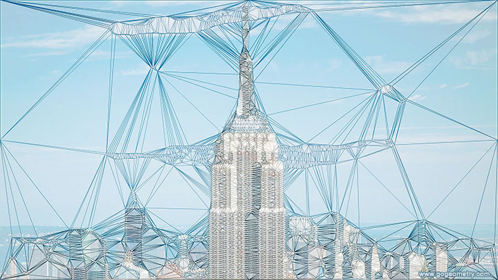 Empire State Building and Delaunay Triangulation Art