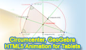 Dynamic Geometry: Circumcenter, Circumcircle of a Triangle. HTML5 Animation for Tablets (iPad, Nexus..)