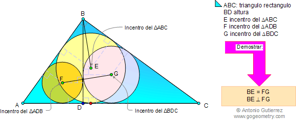 Problema 25: Triangulo rectangulo, Altura, Incentros