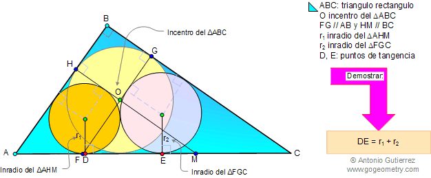 Problema 27: Triangulo rectangulo, Incentro, Perpendiculares