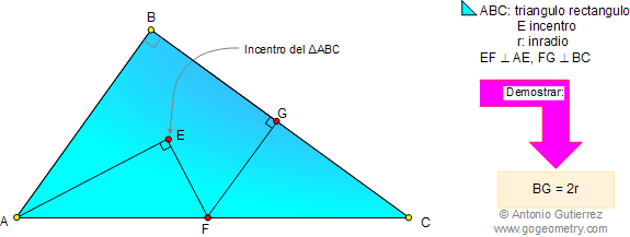 Triangulo rectangulo, incentro, inradio