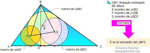 Problema 37: Triangulo rectangulo, incentro, ortocentro