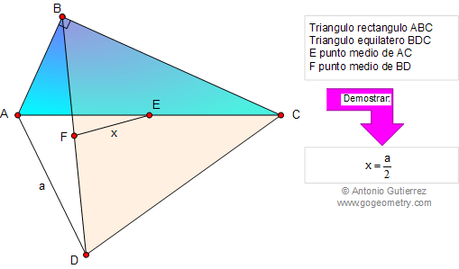 Triangulo equilatero, rectangulo, puntos medios