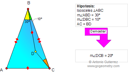 Triangulo isosceles, 30 grados, angulo