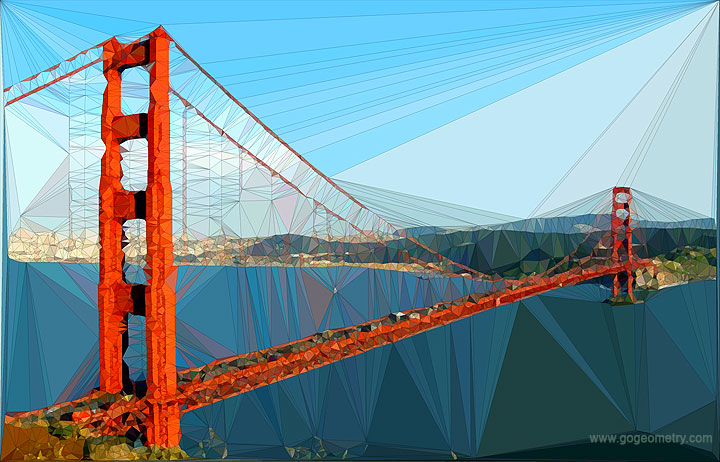 Golden Gate Bridge and Delaunay Triangulation Art, Panorama