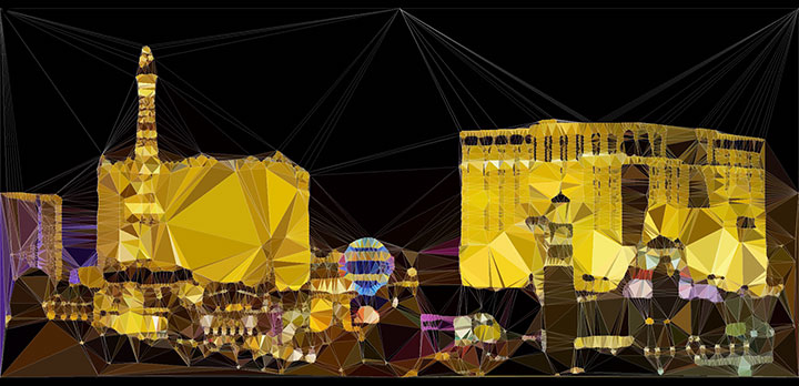Las Vegas Strip, Nevada and Delaunay Triangulation Art, Panorama