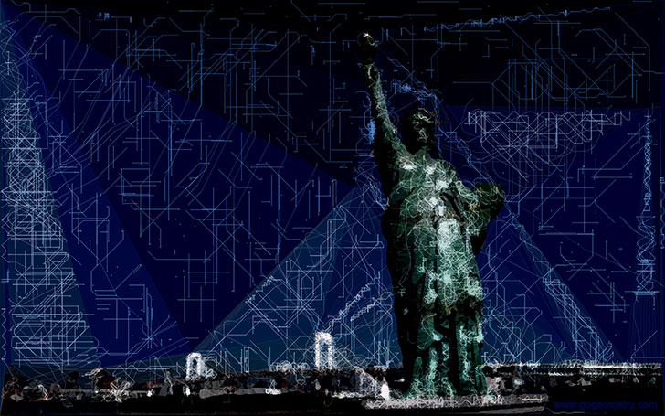 Statue of Liberty & Lights. Geometric Art. iPad Apps