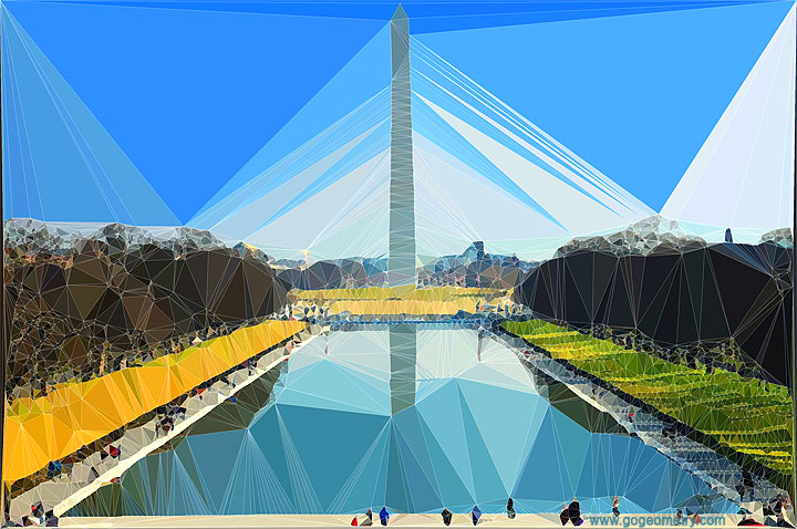 Washington Monument and Delaunay Triangulation Art, Panorama