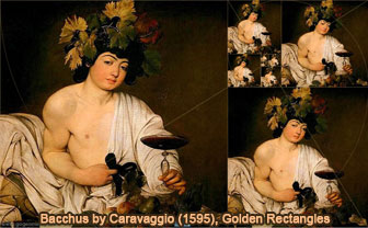 Bacchus by Caravaggio (1595) and Golden Rectangles, Droste Effect