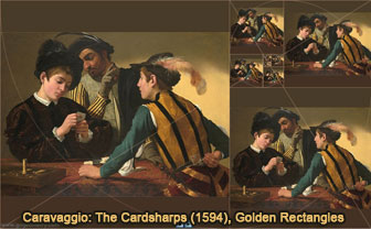 The Cardsharps (1594) by Caravaggio and Golden Rectangles, Droste Effect